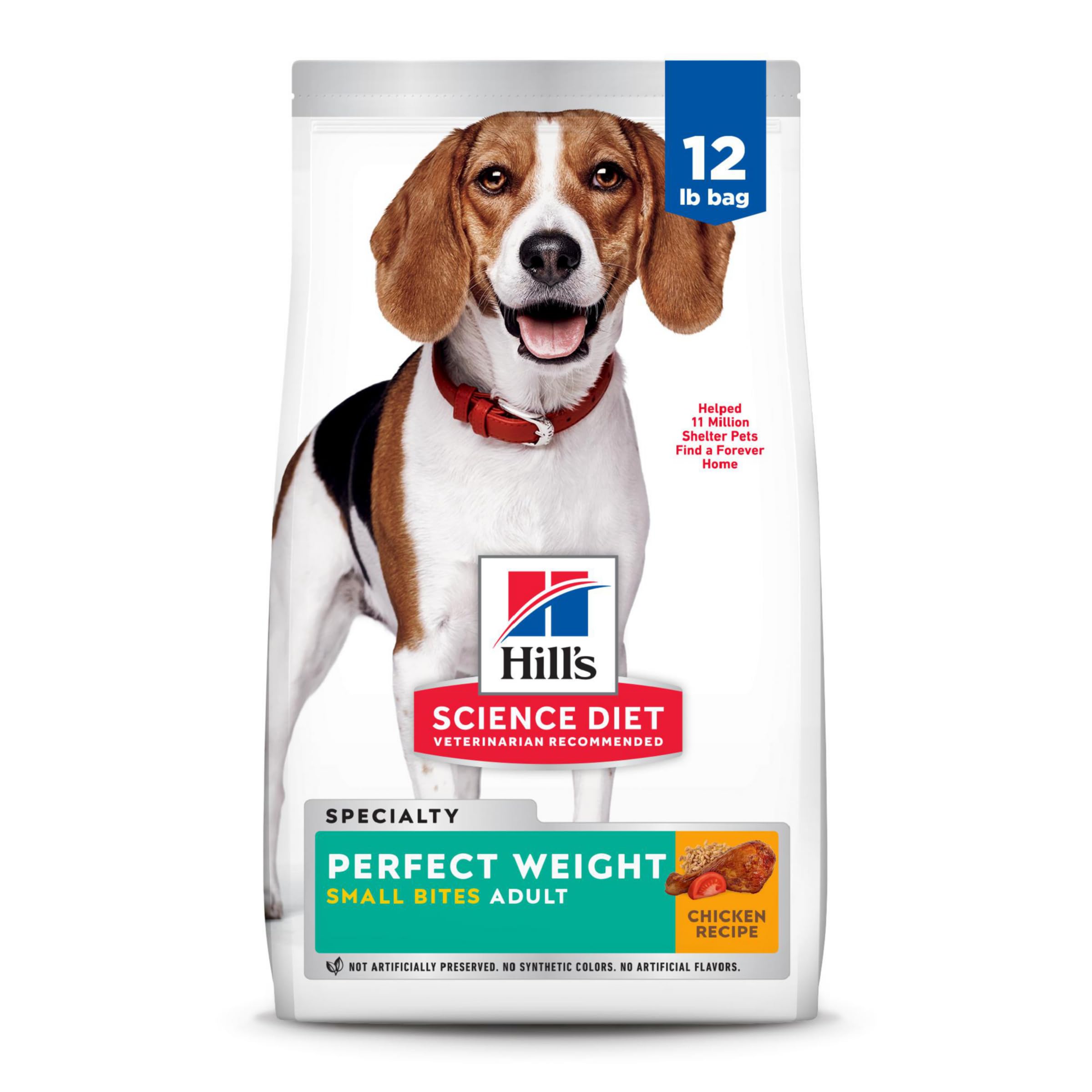 Hill's Science Diet Adult Perfect Weight small bites dog food kibble in bowl for portion control