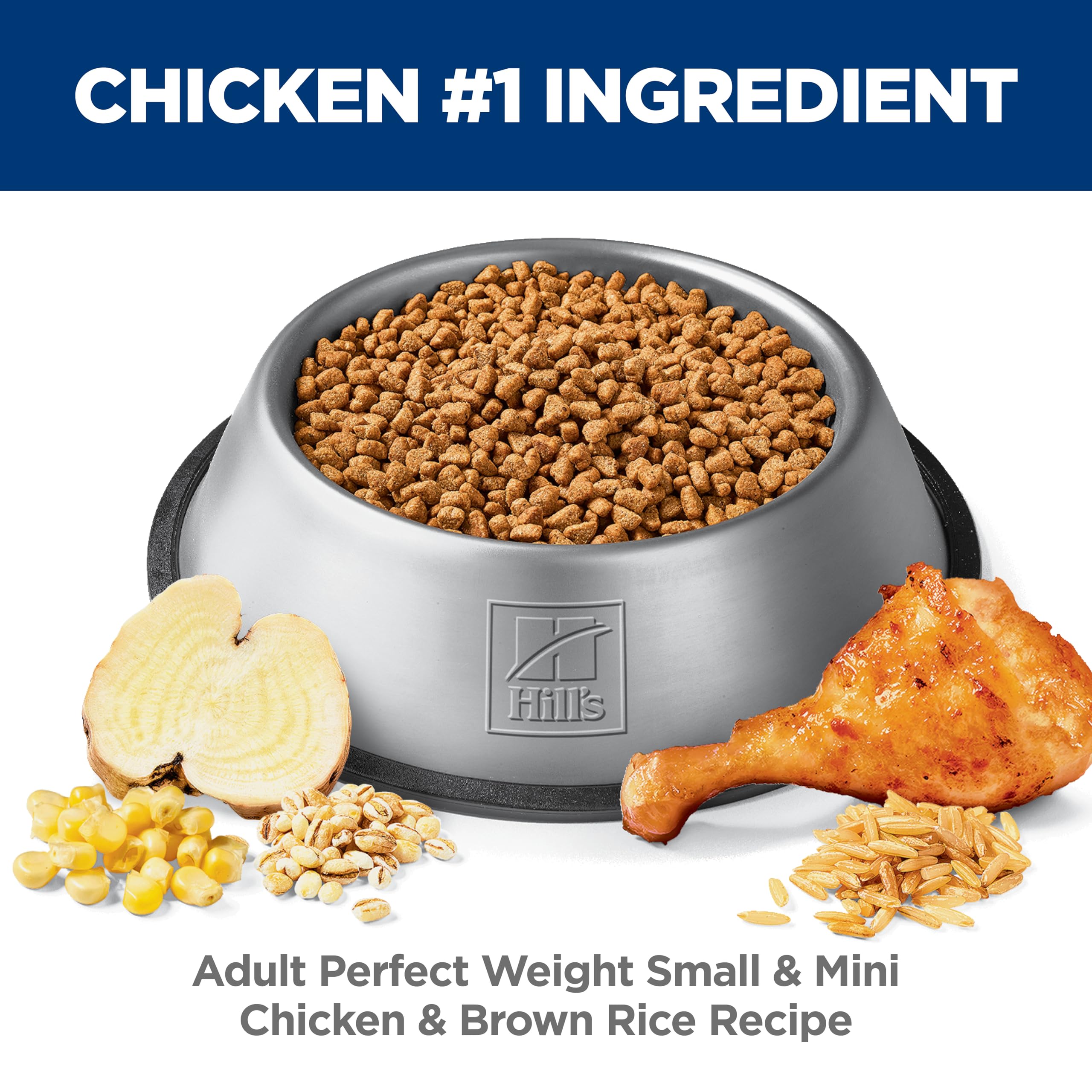 Hill's Science Diet Adult Perfect Weight kibble-closeup highlights small-breed friendly formula.