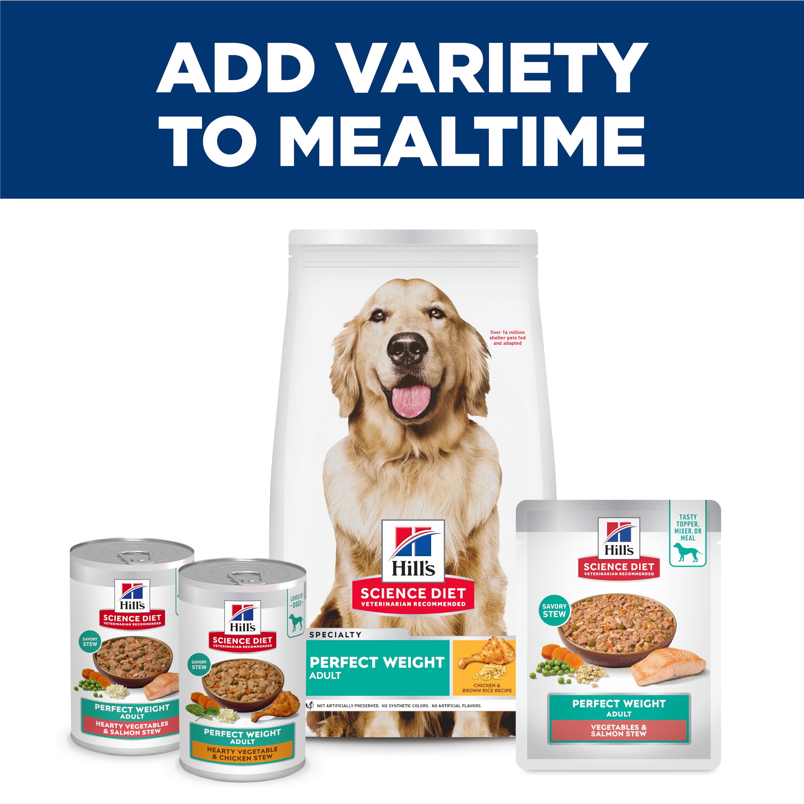 USA-made label visible on Hill's Perfect Weight stew packaging
