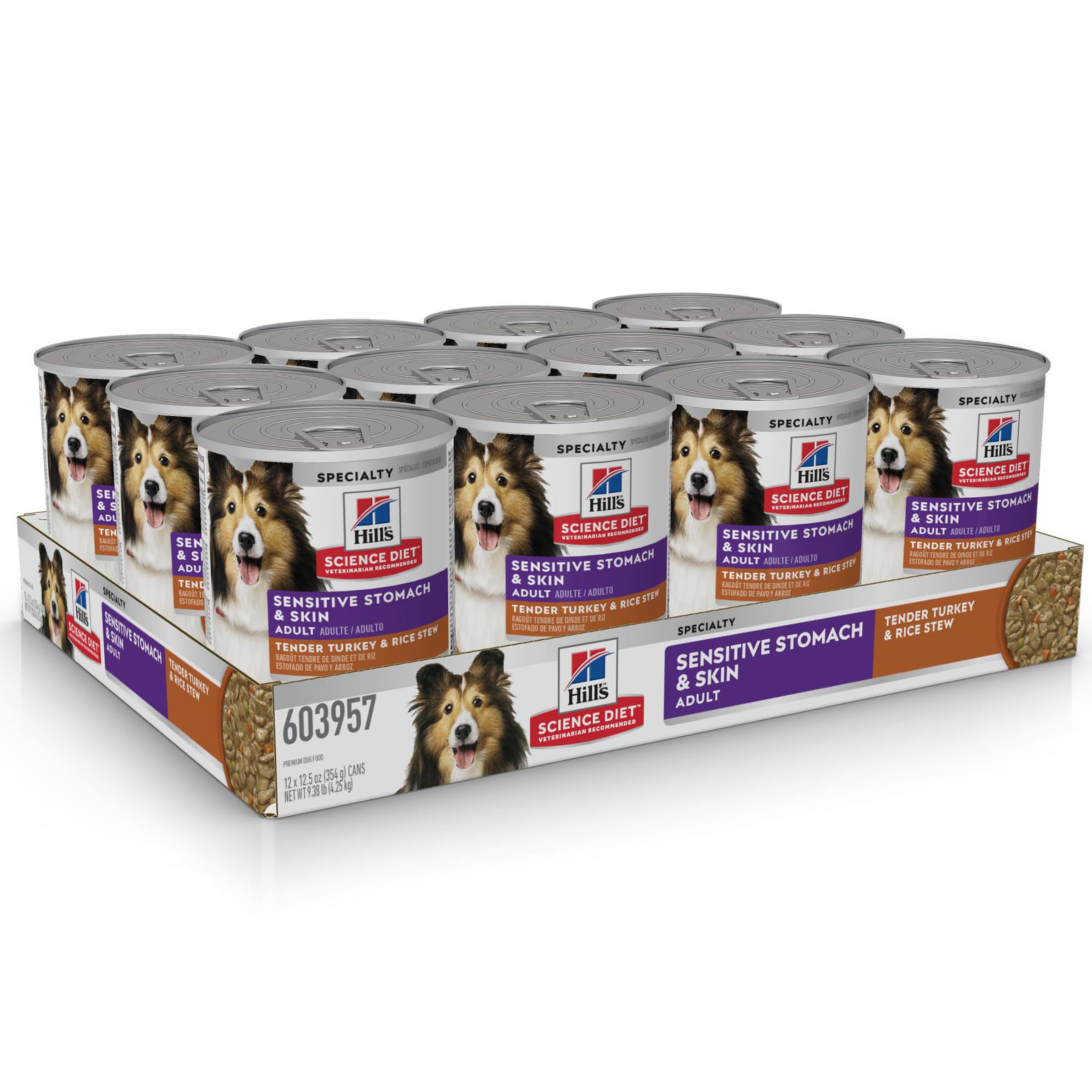 Hill's Science Diet Adult Sensitive Stomach Can Pack for easy, portion-ready dog meals.
