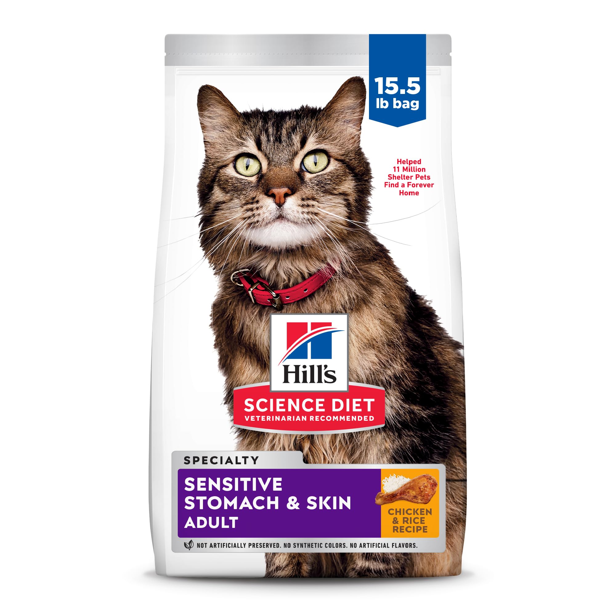 Hill's Science Diet adult cat food bag for sensitive stomach and skin health