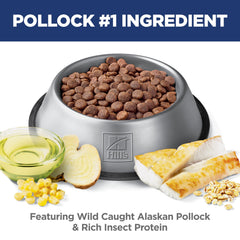 Ingredient label highlighting pollock and natural ingredients