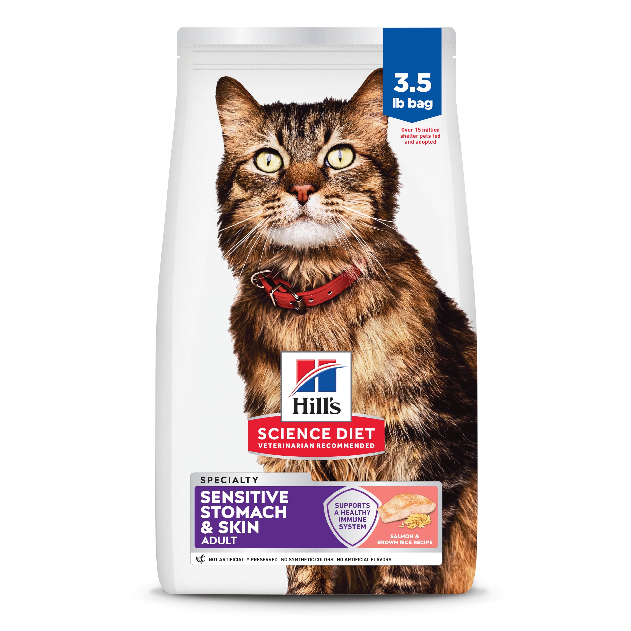 Hill's Science Diet Adult Sensitive Stomach Salmon kibble supports gentle digestion and a healthy coat.