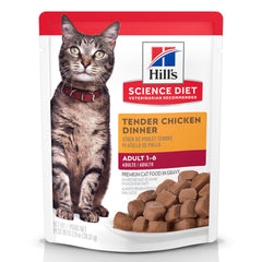 Hill's Science Diet adult tender chicken cat food pouch with gravy for easy serving