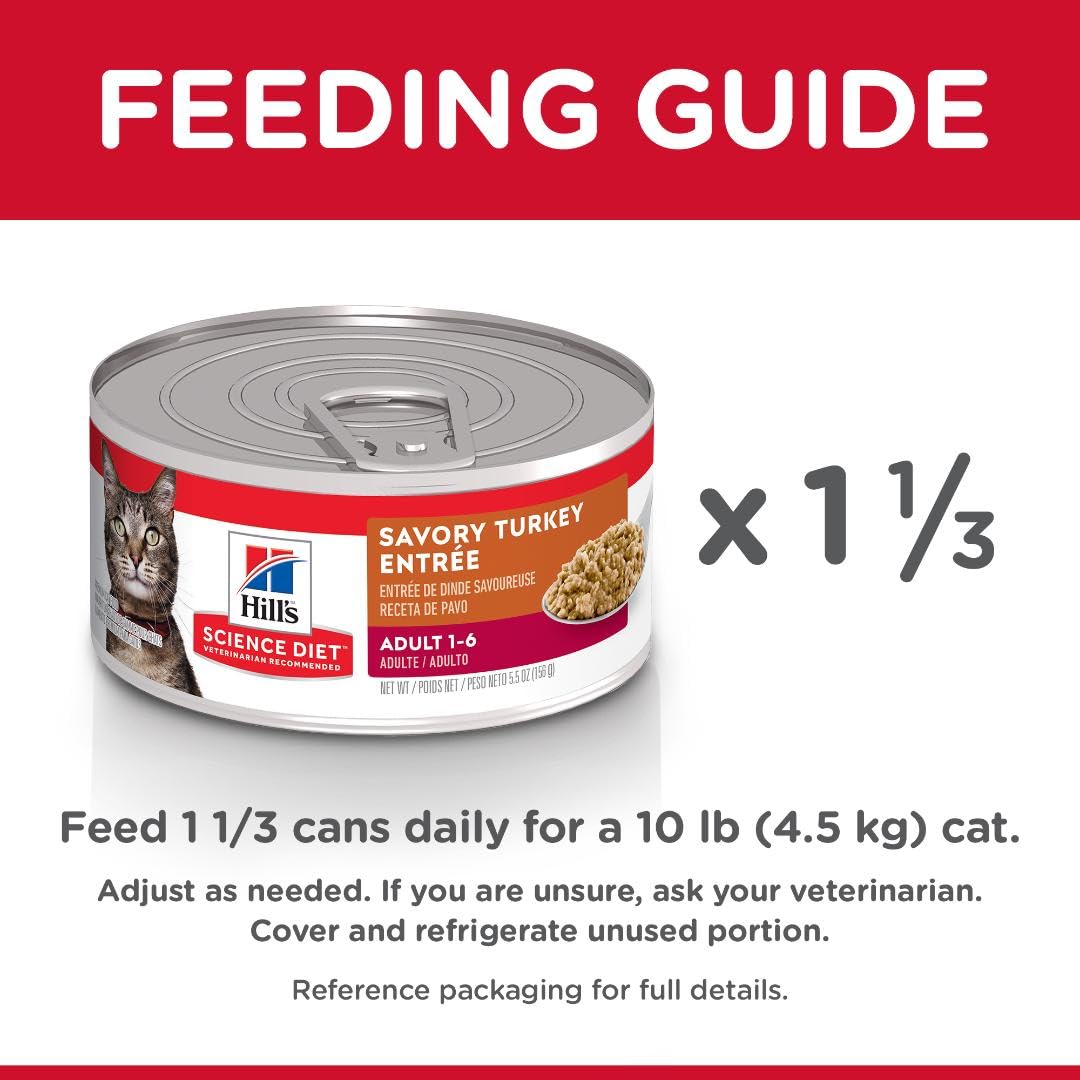Hill's Science Diet adult turkey wet cat food multi-pack shown on shelf