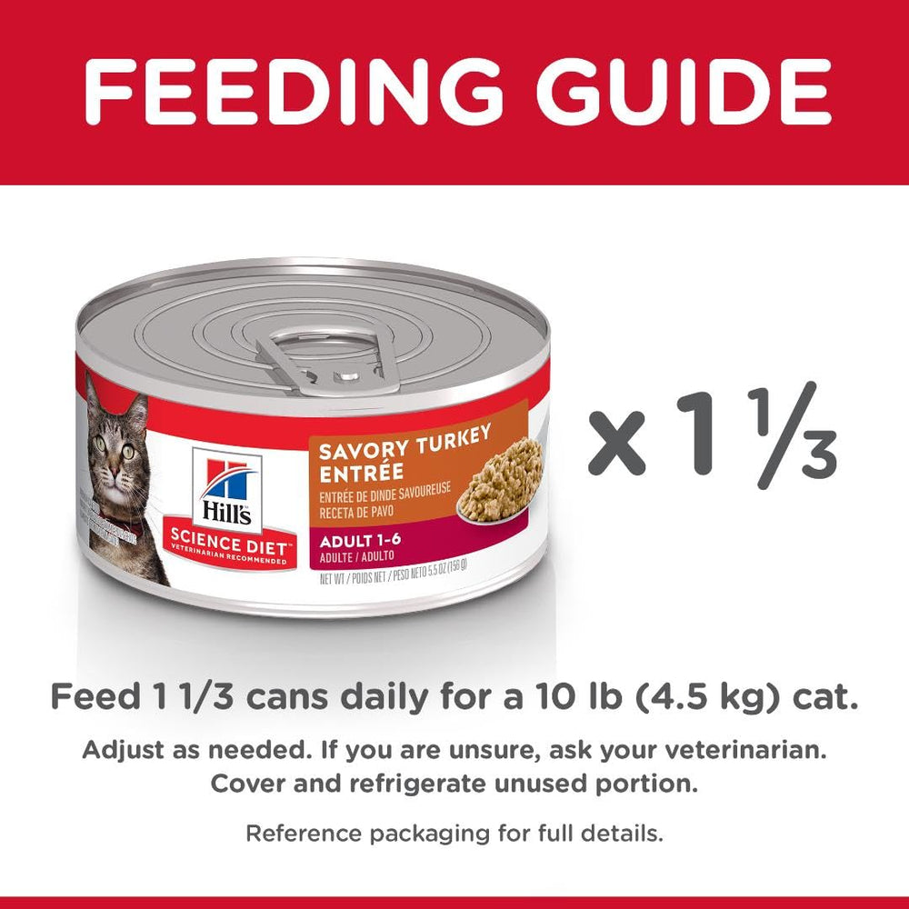 Hill's Science Diet adult turkey wet cat food multi-pack shown on shelf