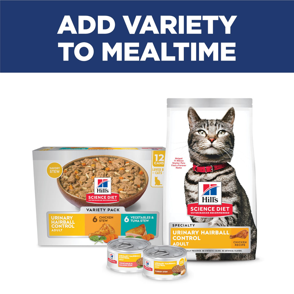 Cat meal image by Hill's Science Diet highlighting urinary and hairball support
