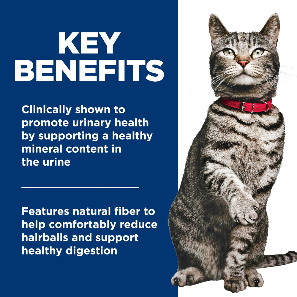 Hill's Science Diet Adult Urinary Hairball Omega-6 nutrition image, supports healthy skin and coat.