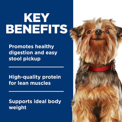 Hill's Science Diet beef and barley entrée label close-up.