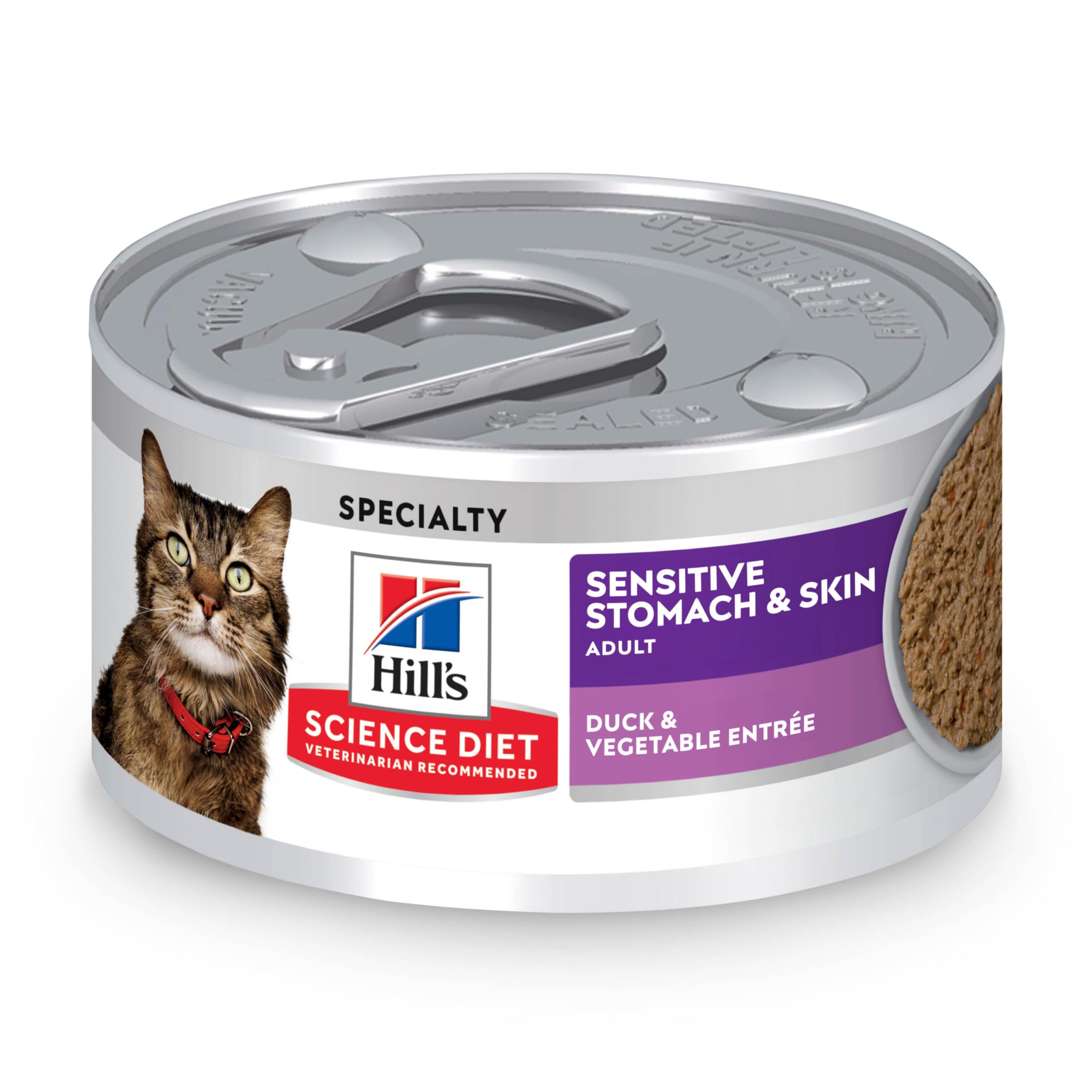 Hill's Science Diet duck-vegetable wet cat food can supports digestion
