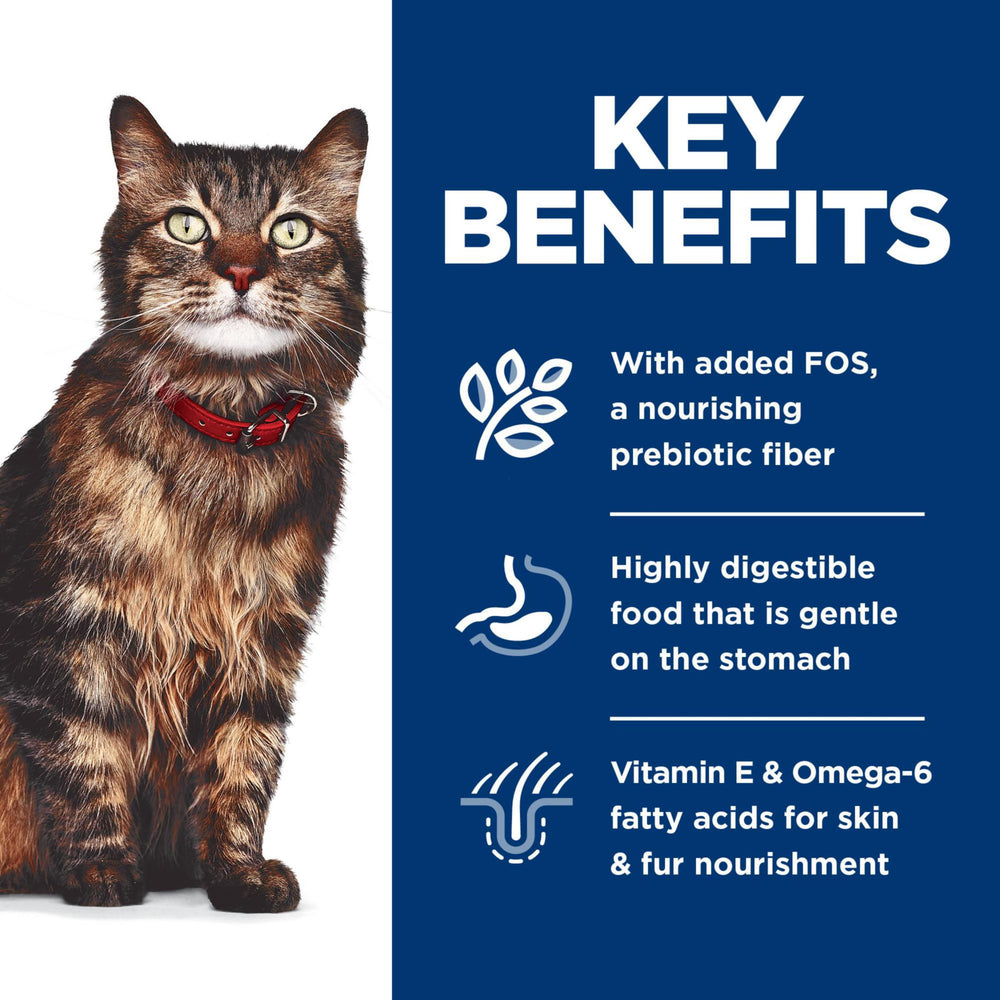 Hill's Science Diet cat food closeup with gravy highlights moisture and flavor.