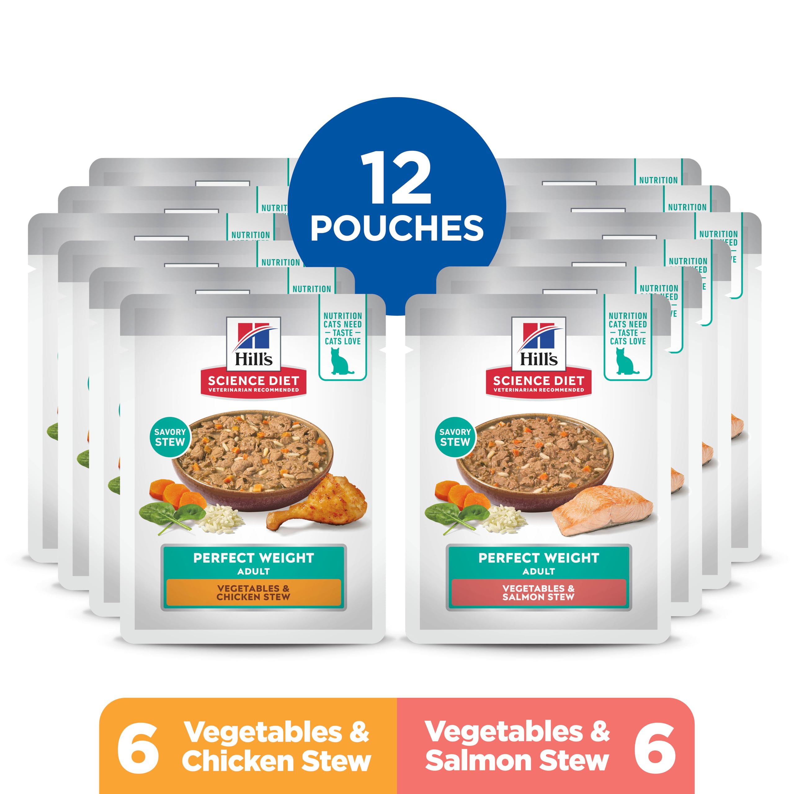 Hill's Science Diet chicken-vegetables pouch highlighting protein-rich meal for lean muscles.