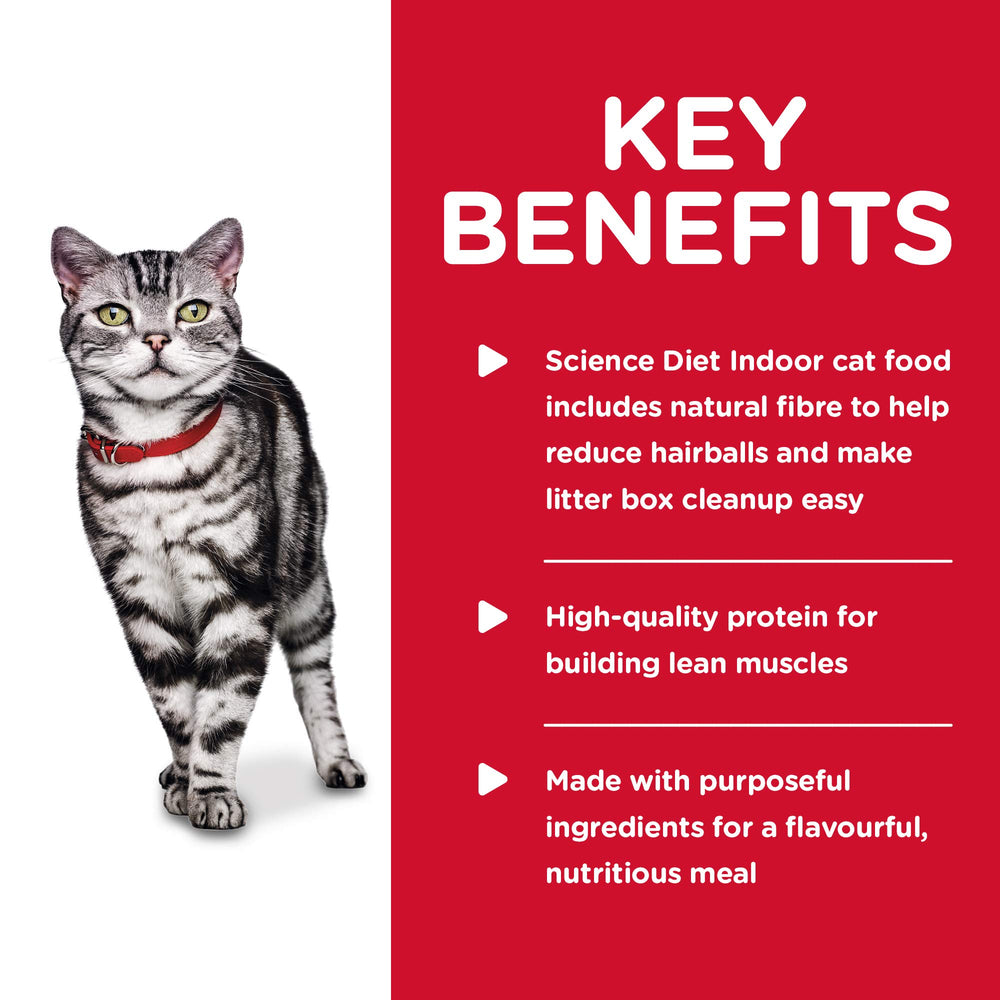 Hill's Science Diet Indoor Cat Chicken Entrée packaging showcasing convenient, balanced indoor nutrition
