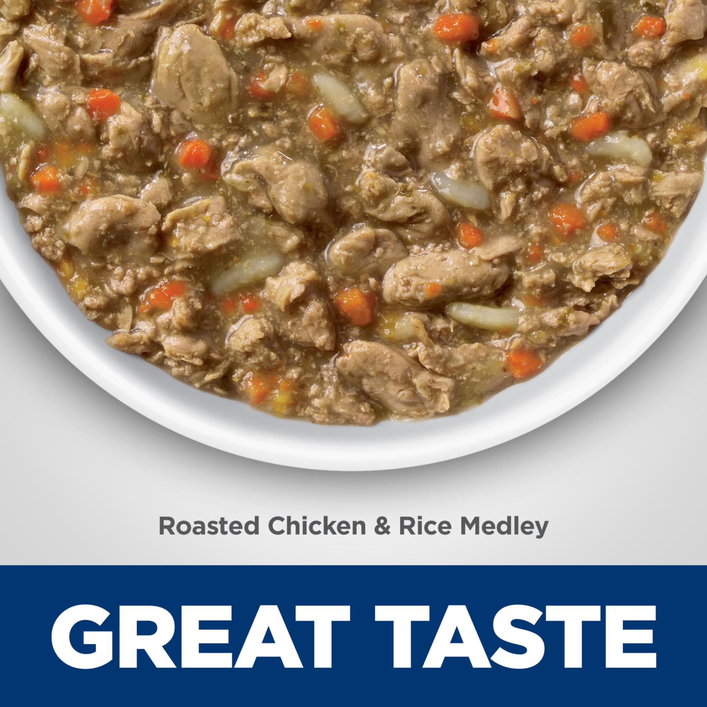 Hill's Science Diet ingredients highlight chicken and rice for wholesome texture.