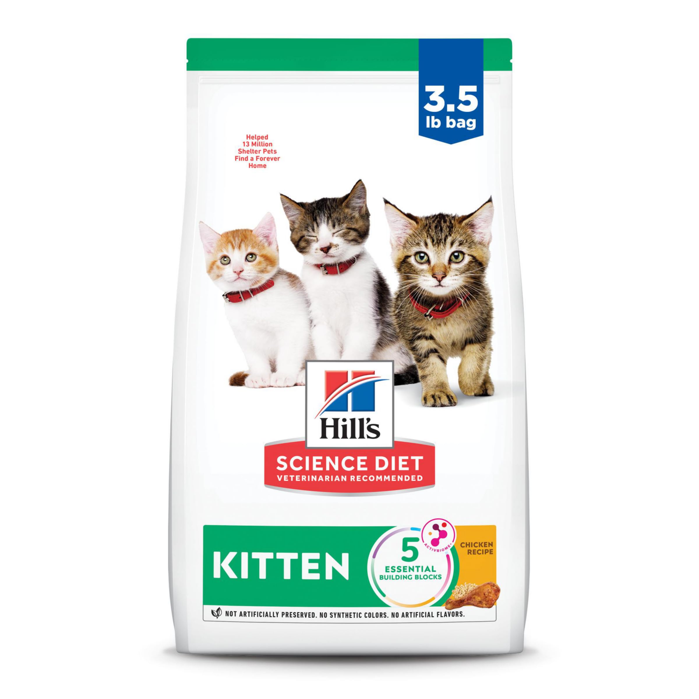 Hill's Science Diet kitten dry food bag front with chicken recipe for healthy growth