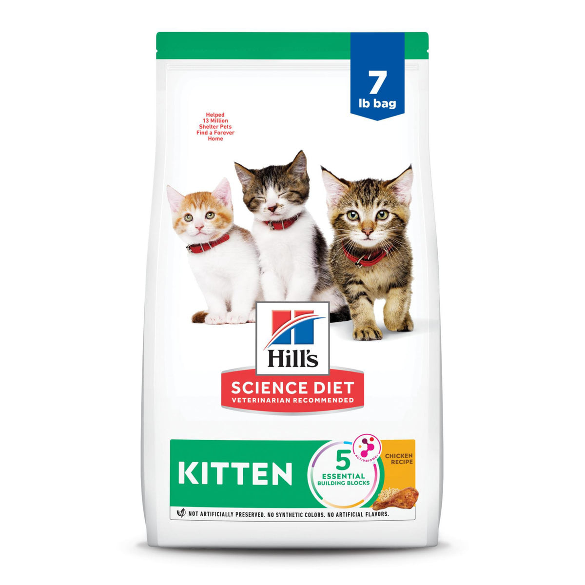 Hill's Science Diet Kitten Chicken dry food bag closeup showing premium kitten nutrition