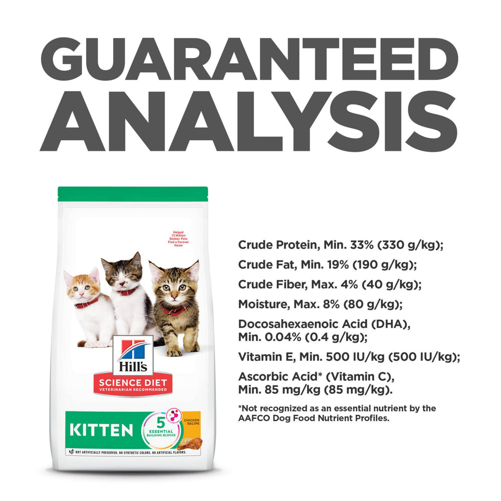 Hill's Science Diet Kitten Chicken 7lb bag on kitchen counter for convenient feeding