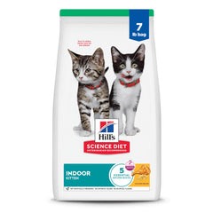 Hill's Science Diet Kitten Indoor bag front showing real chicken protein for growth