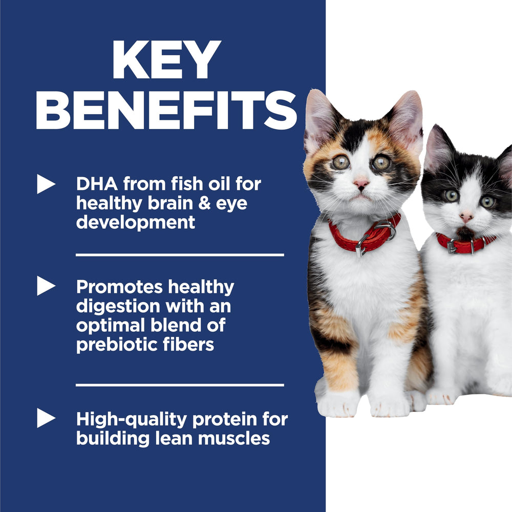 Ingredients visual for Hill's Science Diet Kitten, highlighting DHA and prebiotic fibers