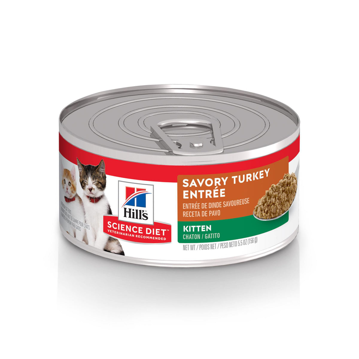 Hill's Science Diet Kitten Turkey Entrée can showing high-quality protein for growing kittens
