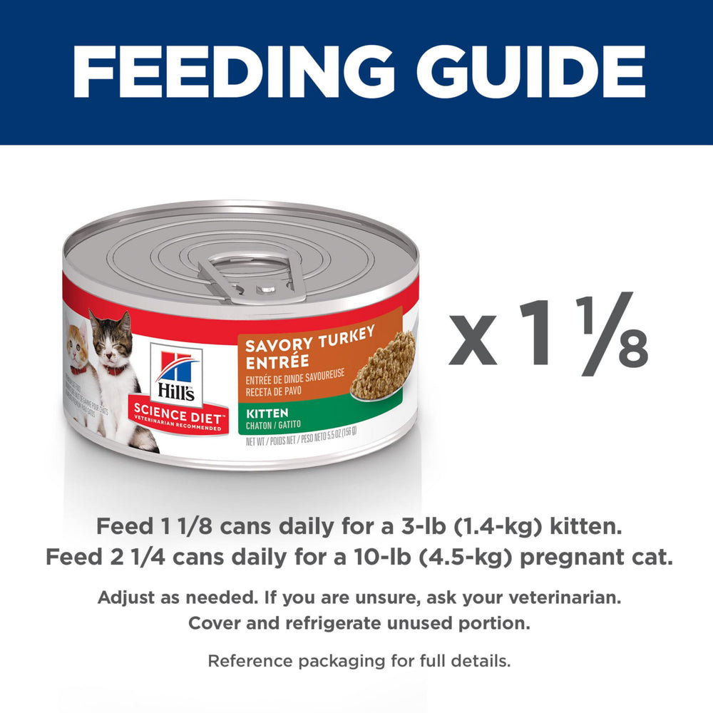 Serving of Hill's Kitten Turkey Entrée in a bowl for a meal