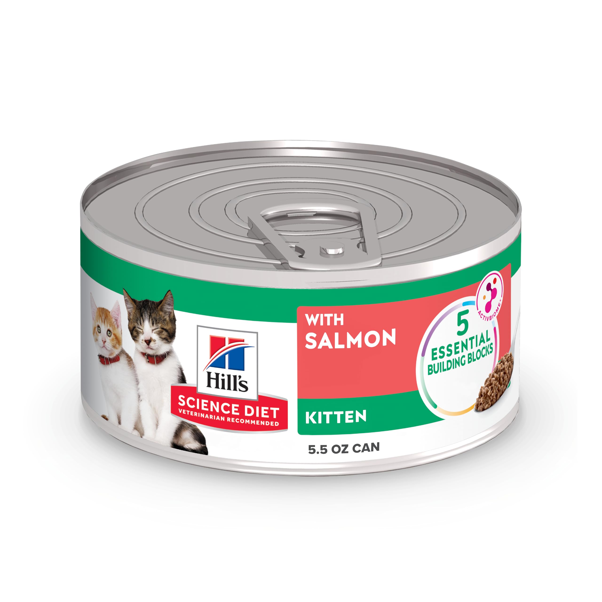 Hill's Science Diet Kitten Salmon wet food can, high-protein nourishment for growing kittens.