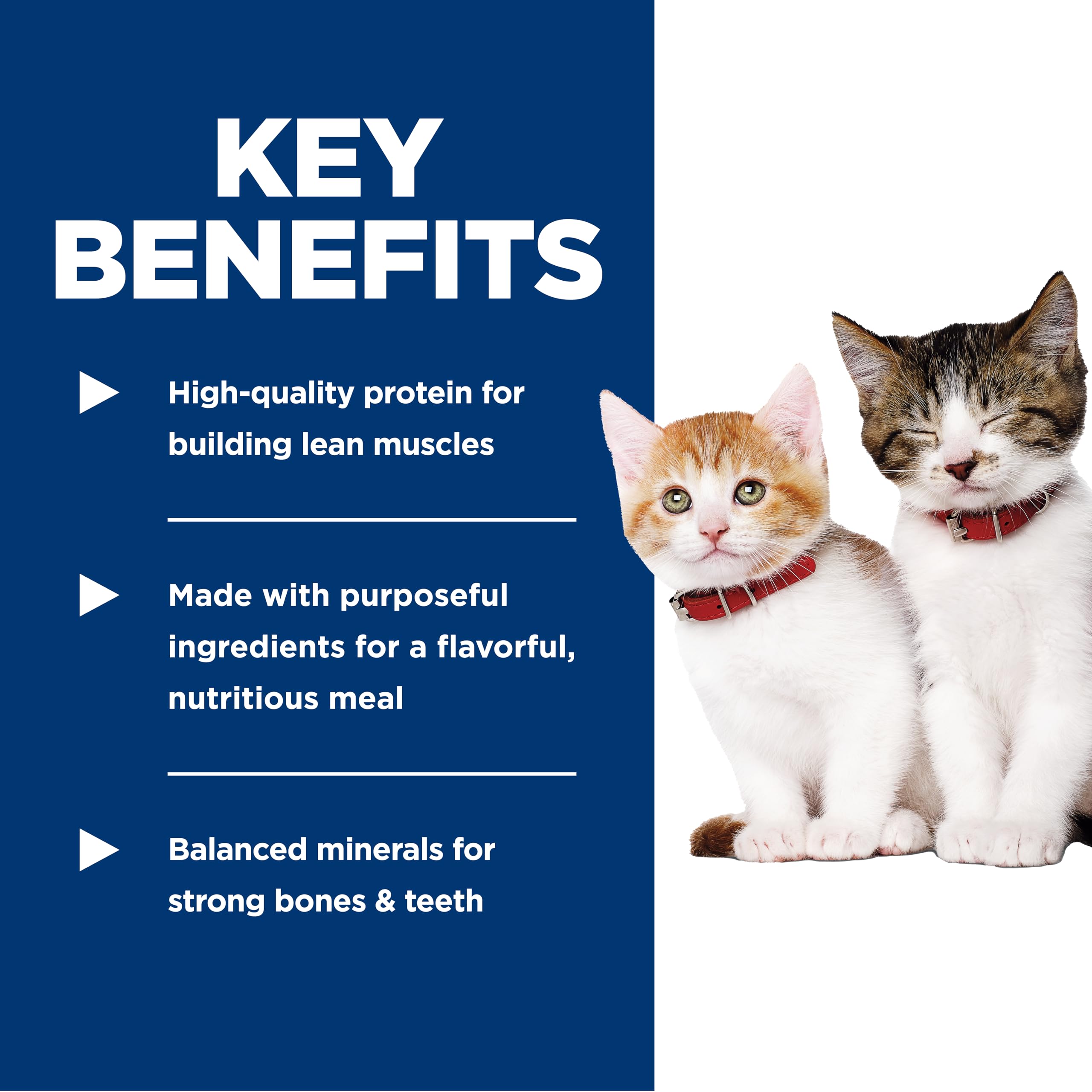 Balanced minerals for healthy teeth and bones in Hill's Kitten formula.