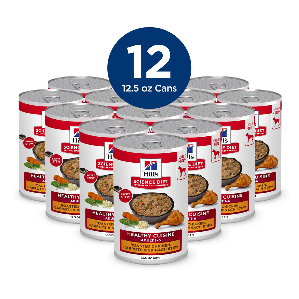 Hill's Science Diet label Roasted Chicken ingredients emphasizes natural, balanced nutrition for adult dogs.