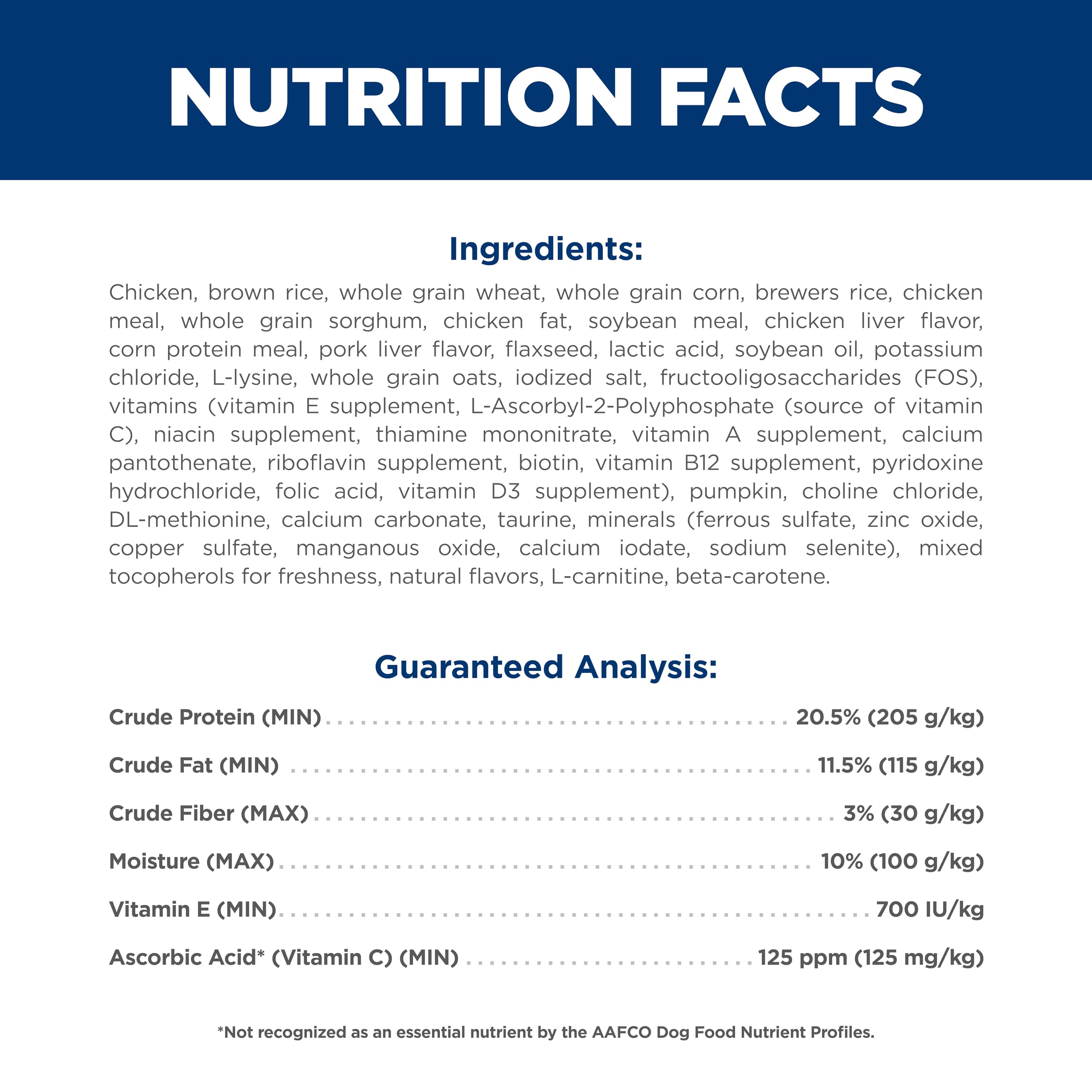 Hill's Science Diet lean protein claim indicates muscle maintenance benefits for small dogs.