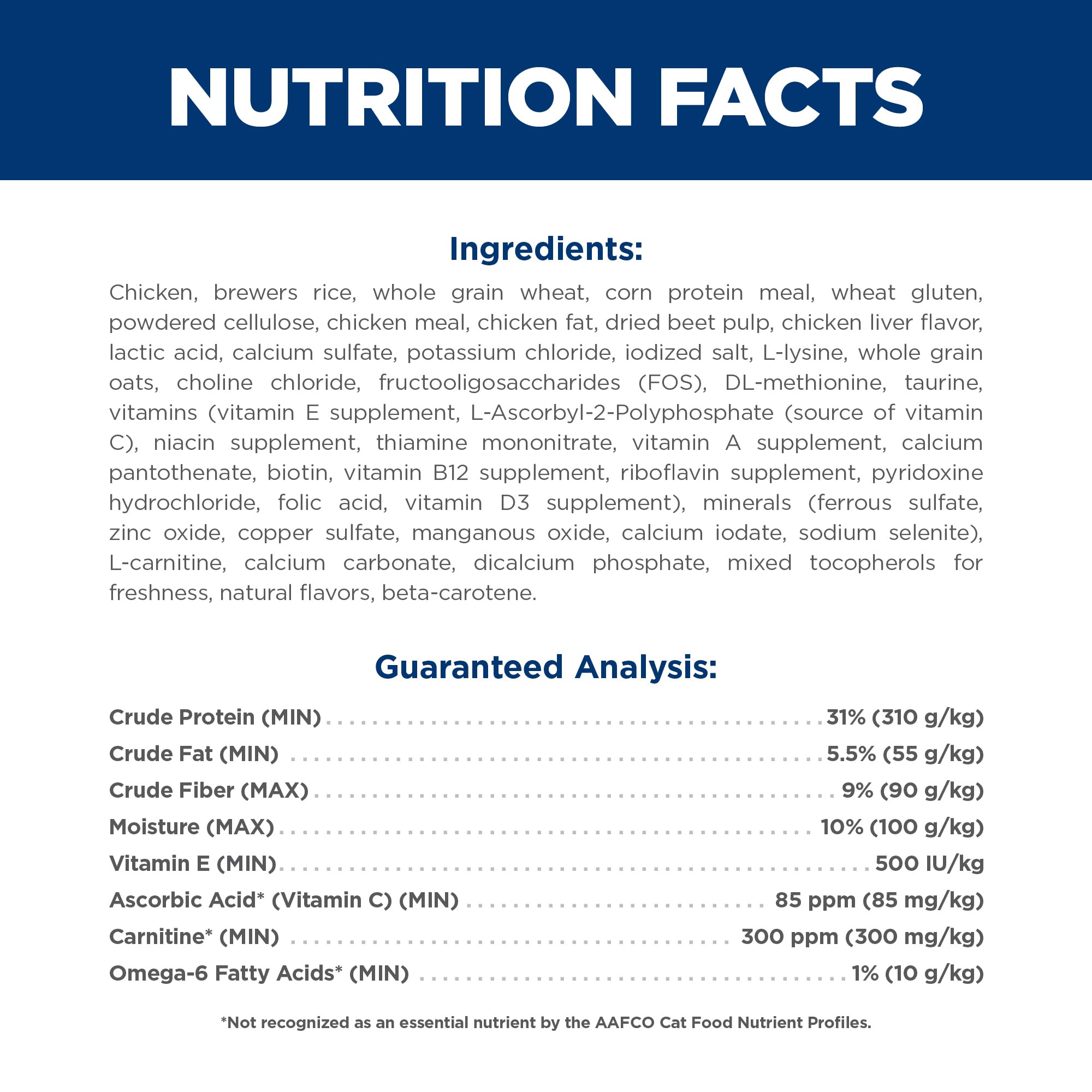 Hill's Science Diet Light L-Carnitine label highlights weight-support feature