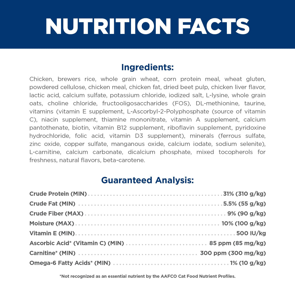 Hill's Science Diet Light L-Carnitine label highlights weight-support feature