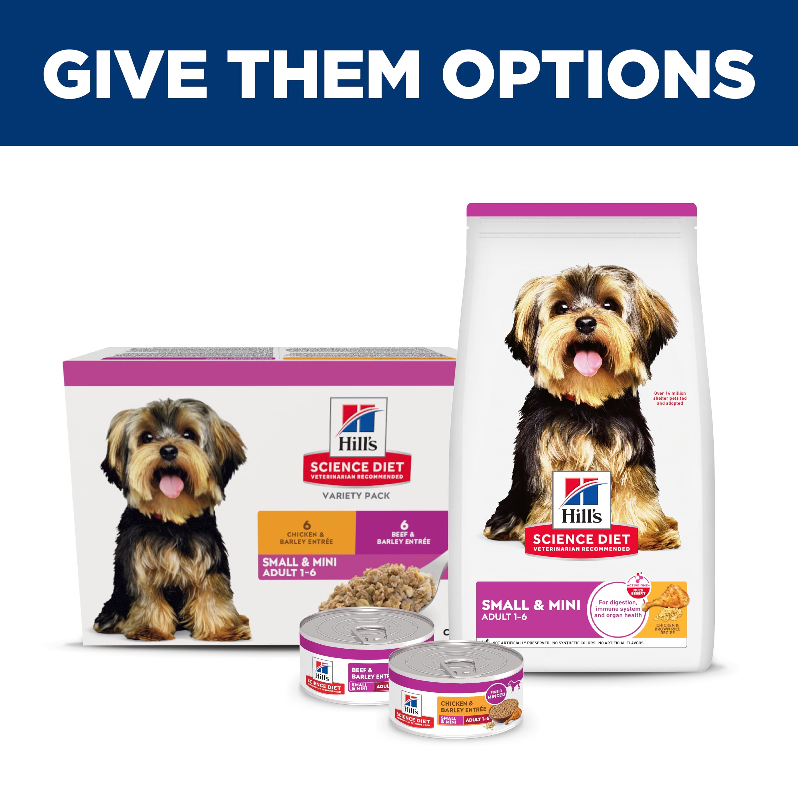 Hill's Science Diet Adult Small and Mini can at mealtime with dog.