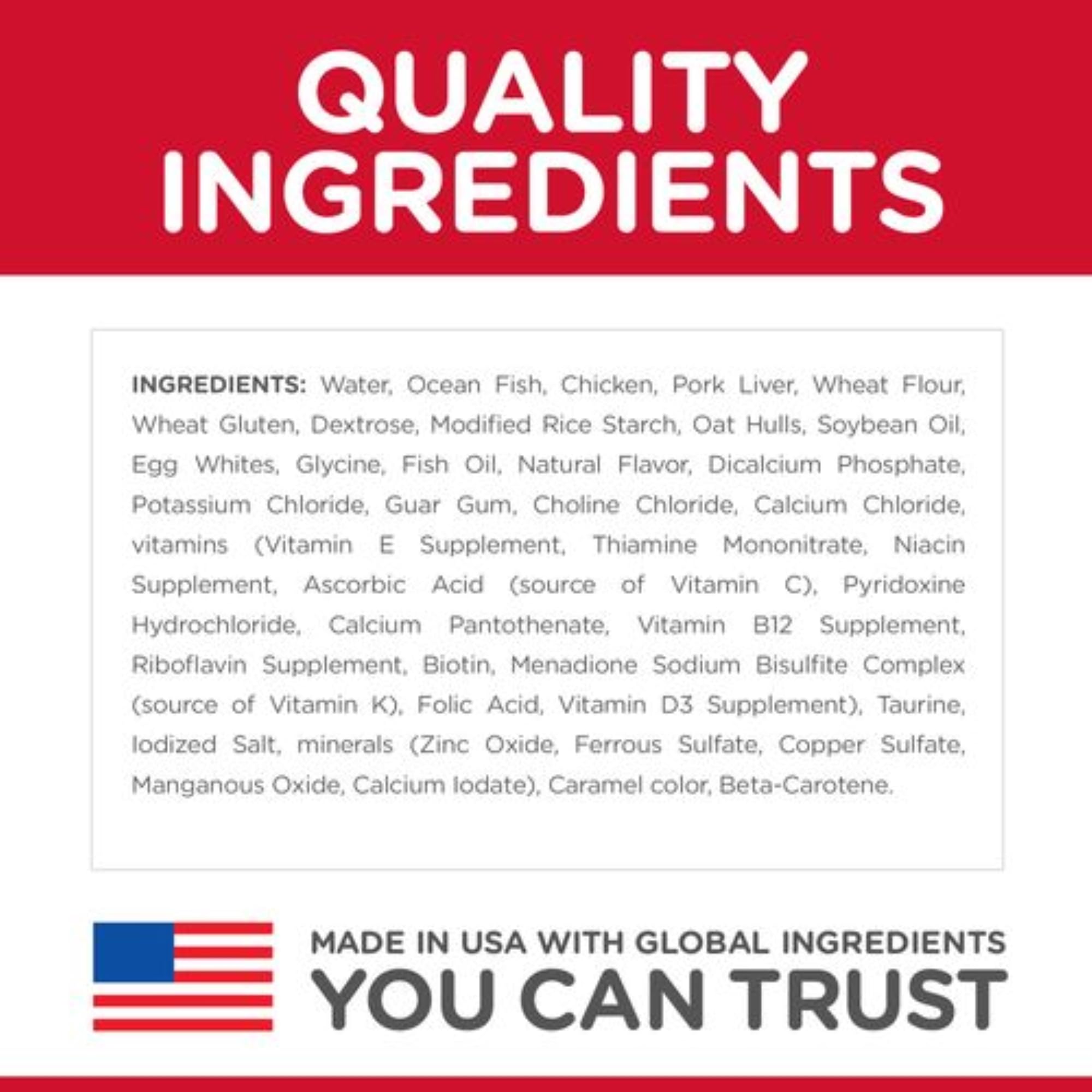 Natural ingredients and vitamins close-up on Hill's Science Diet packaging