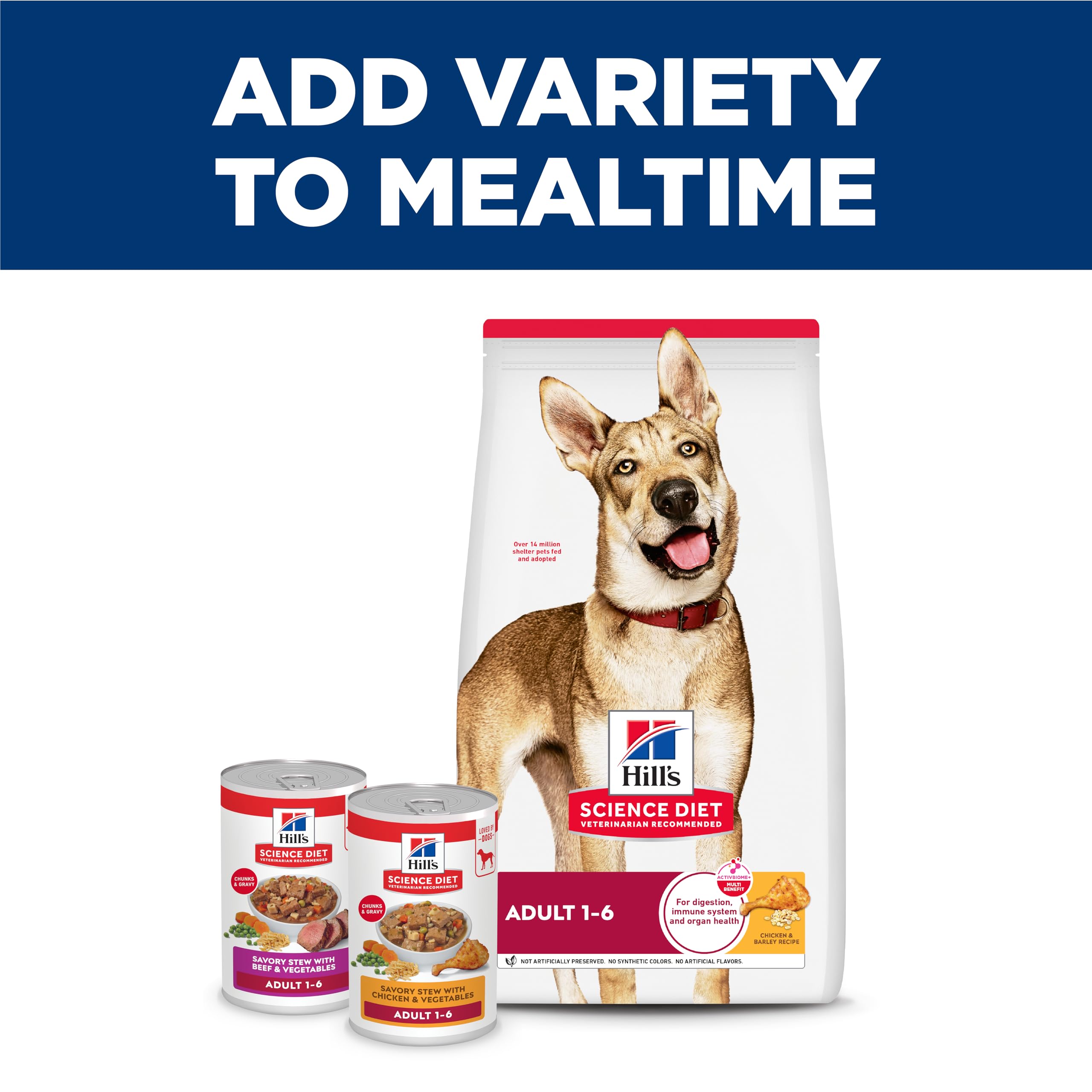 12-pack cans of Hill's Science Diet provide convenient value for families