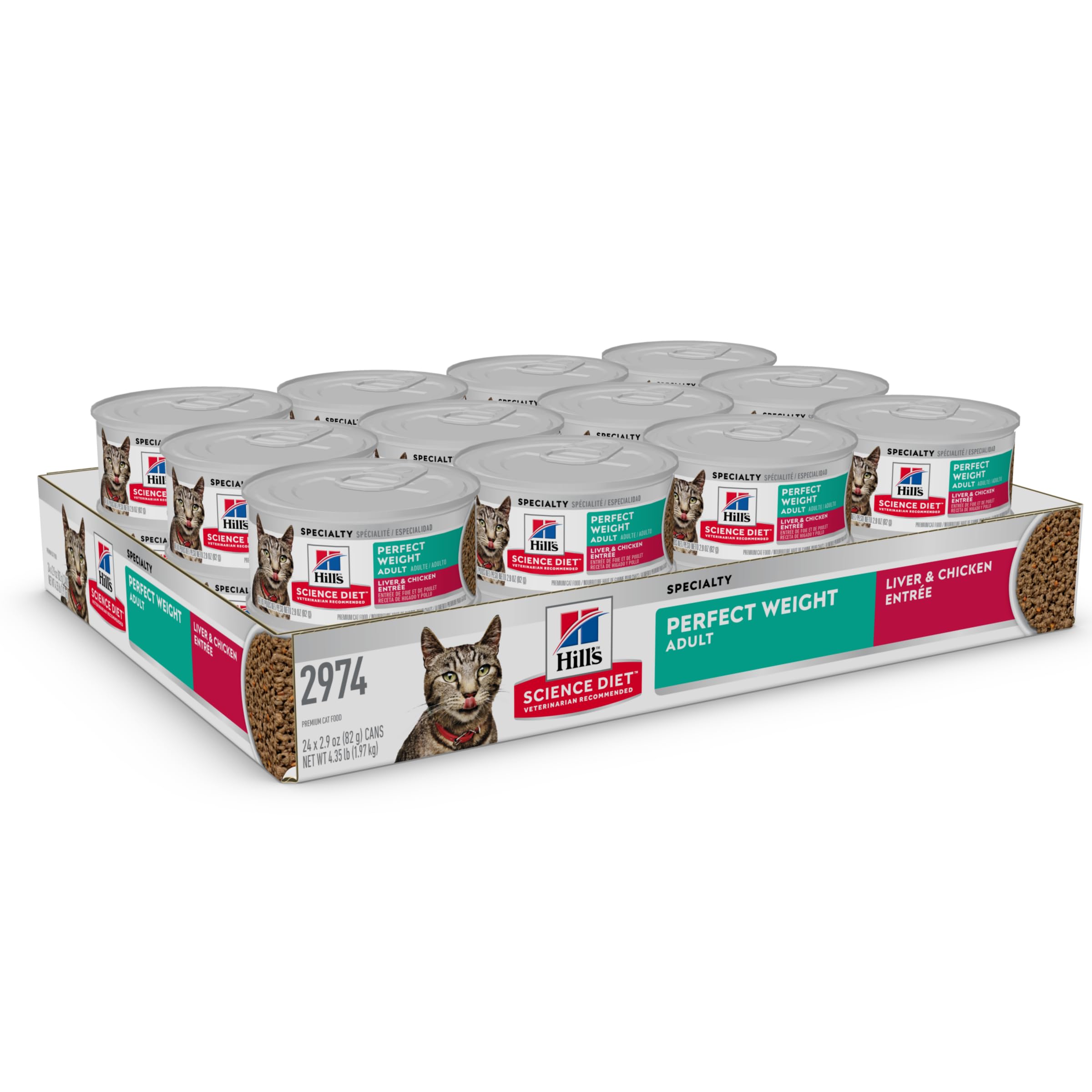 Hill's Science Diet Perfect Weight can back shows nutrition panel for balanced, high-quality ingredients.