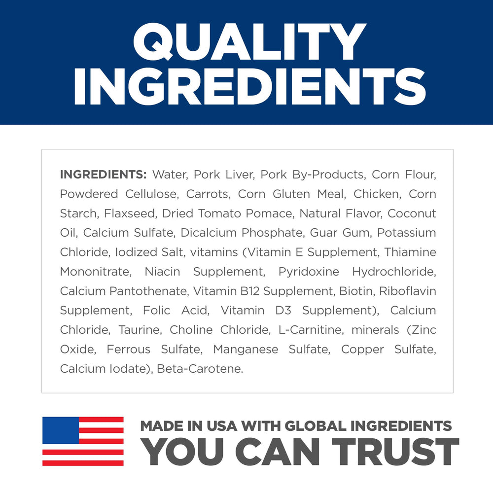 Hill's Science Diet Perfect Weight liver-chicken nutrition panel conveys real protein highlights.
