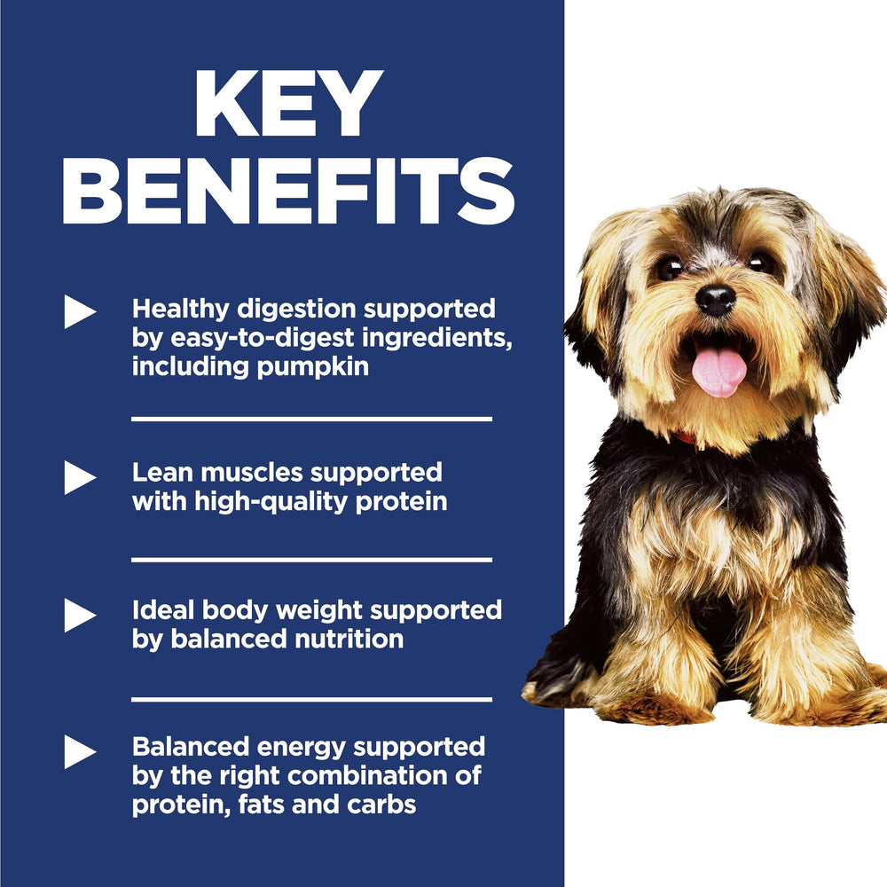 Hill's Science Diet pumpkin ingredient highlights gentle digestion and stool quality support.