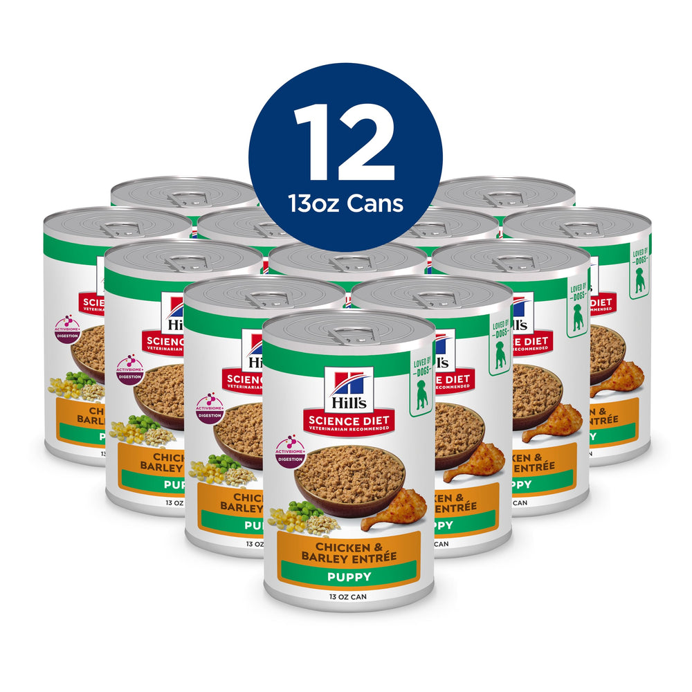 Hill's Science Diet Puppy Chicken and Barley can ready for daily feeding.