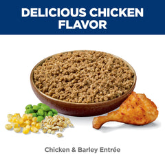Hill's Science Diet Puppy Chicken and Barley label highlights real chicken as first ingredient.