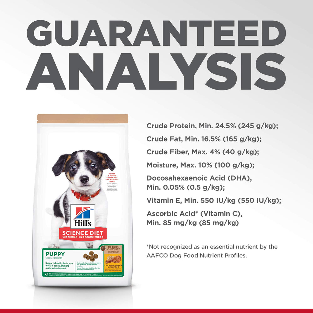 Open Hill's Science Diet Puppy bag with kibble pouring for easy feeding.
