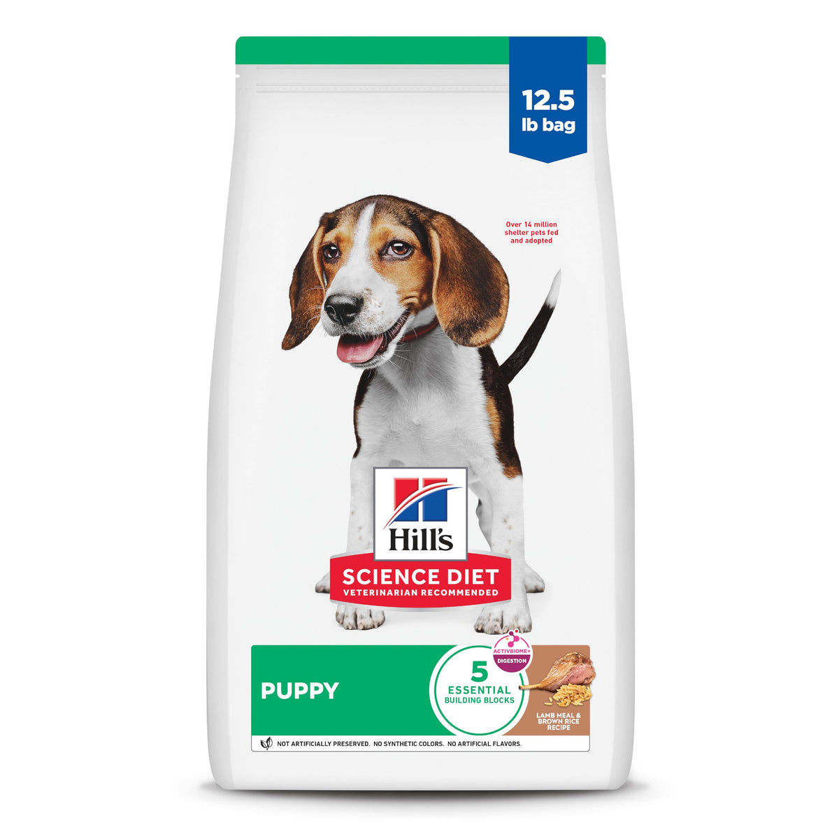 Hill's Science Diet Puppy Lamb Meal & Brown Rice bag: nutritious kibble for growing puppies.