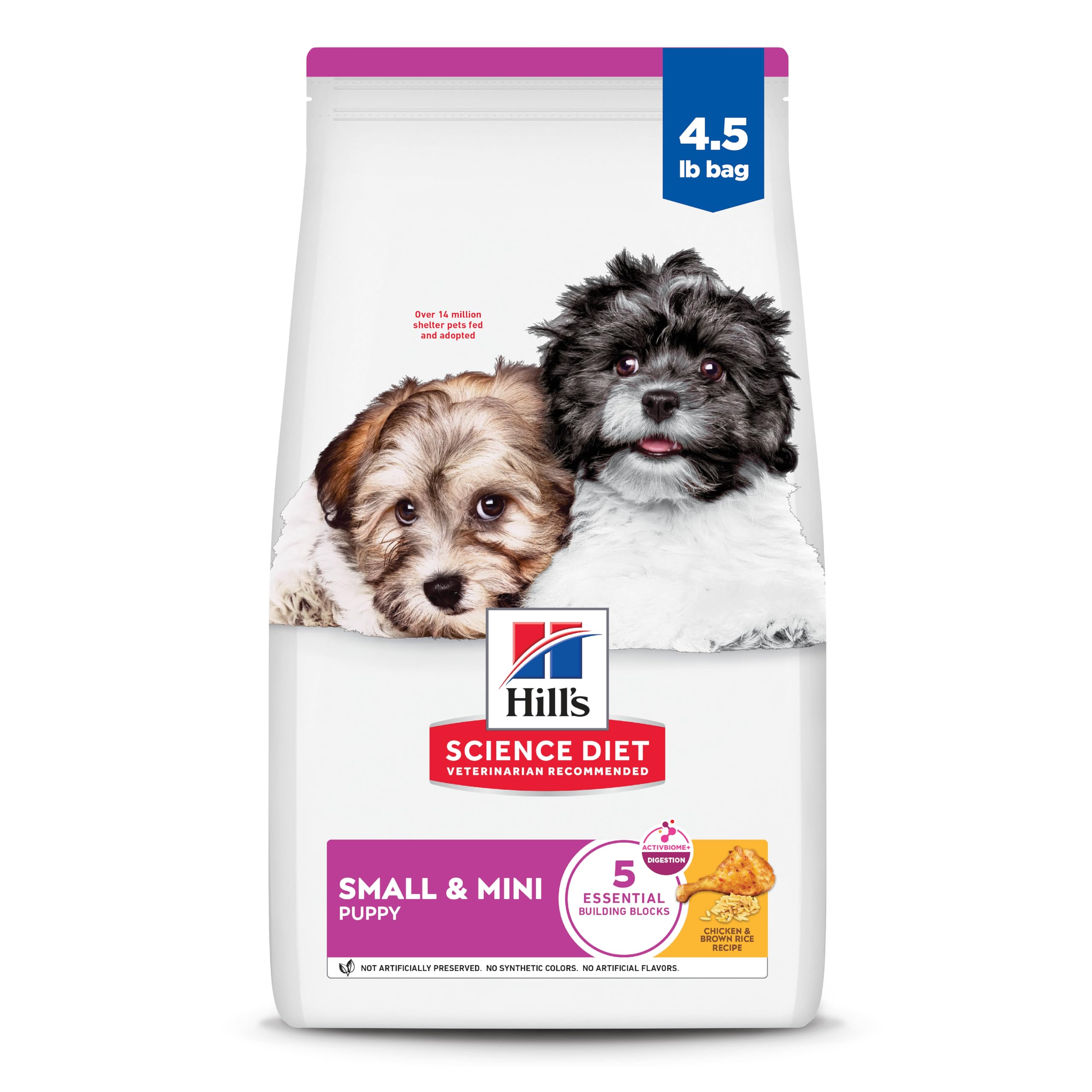 Hill's Science Diet Puppy Small & Mini bag front, tailored for small-breed growth and flavor.