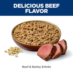Serving a portion of Hill's Science Diet Puppy Small & Mini Beef & Barley Entrée.