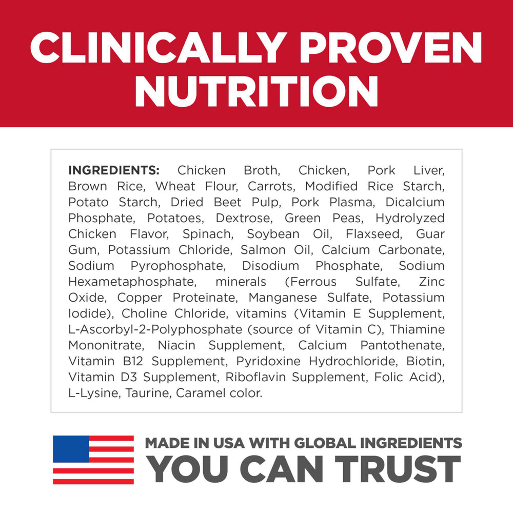 Close-up of chicken and vegetables in Hill's Science Diet Puppy formula.