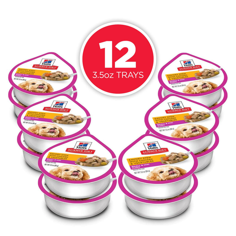 Serving Hill's Science Diet Puppy Small & Mini from a ready-to-serve tray.