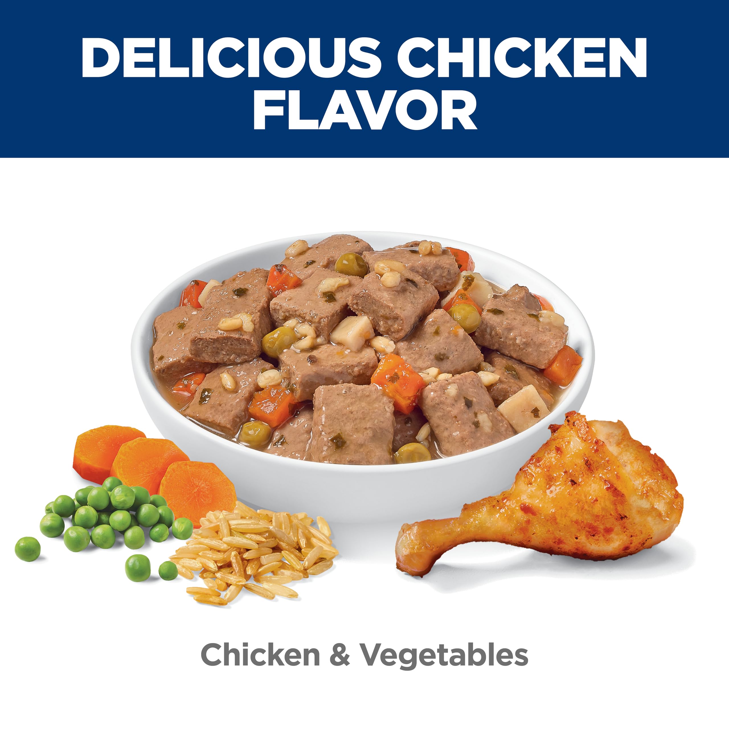 Hill's Science Diet Puppy ingredients image featuring chicken and vegetables for balanced growth.