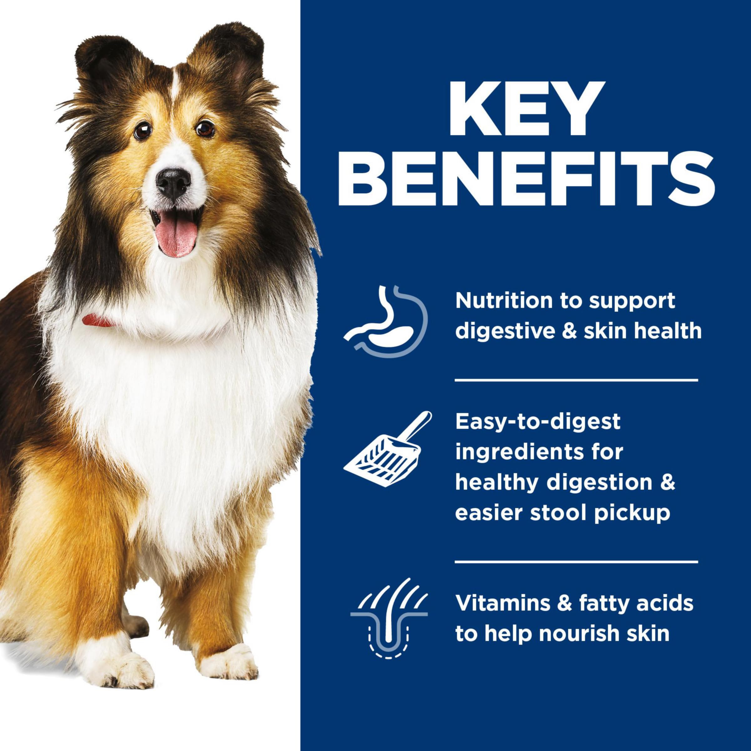 Hill's Science Diet salmon and vegetable can close-up supporting healthy skin and coat.