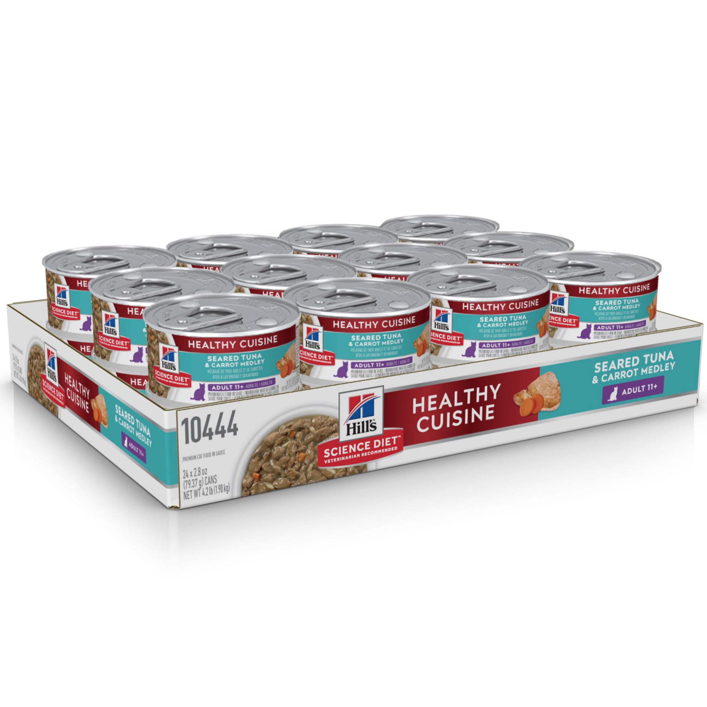 Hill's Science Diet Senior 11+ tuna carrot medley can highlights lean muscle support