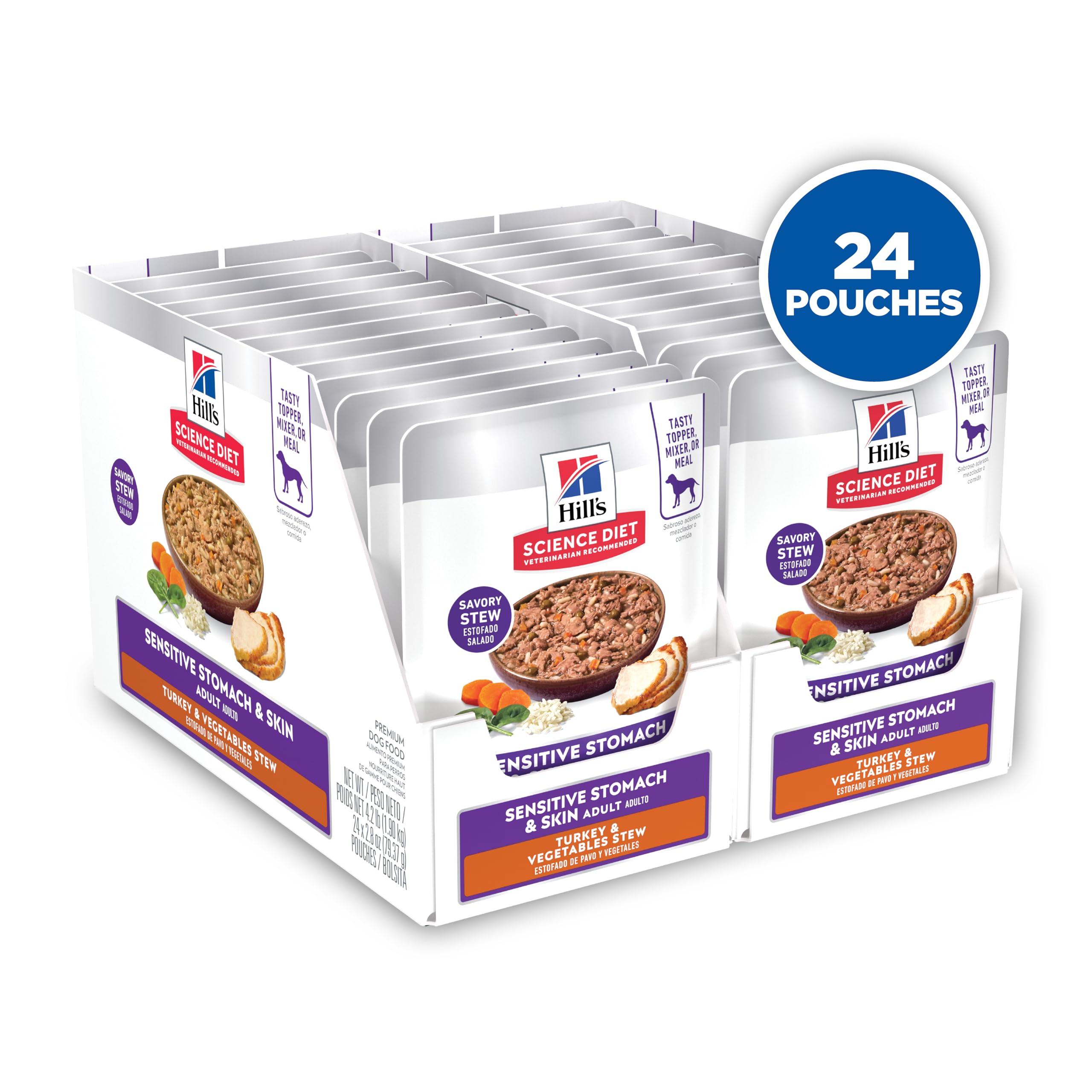 Hill's Science Diet Sensitive Stomach & Skin serving bowl highlights coat nourishment