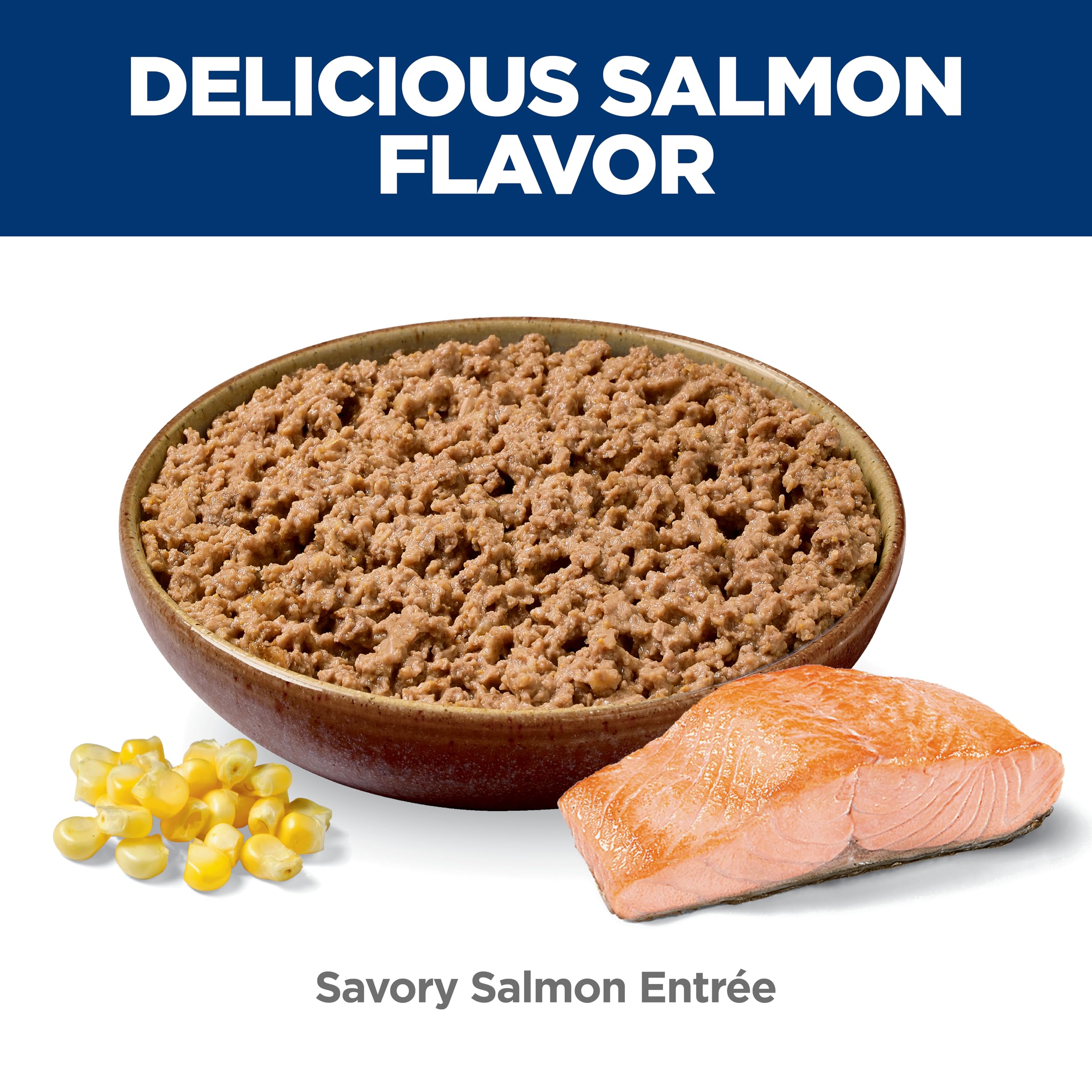 Hill's Science Diet soft-texture salmon cat food emphasizing texture and flavor